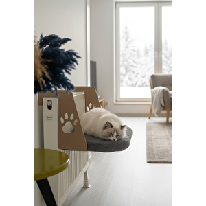 Reyo Pet Kalorifer Petek Radyatöre Asılabilen Kedi Köpek Yatağı Peluş Antrasit