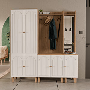 Set 5084-5072-5088 Rapsody Sağ Aynali 7 Kapakli (membran) 9 Askili Bohem Portmanto Sepet-beyaz