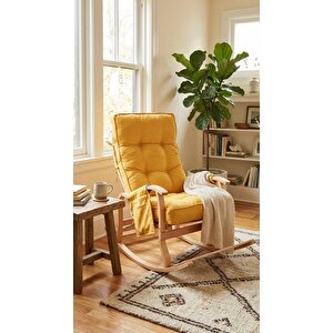 Santorini Kapitoneli Tv Koltuğu Baba Koltuğu Sallanan Sandalye Emzirme Koltuğu Dinlenme Koltuğu Hardal Açık Hardal