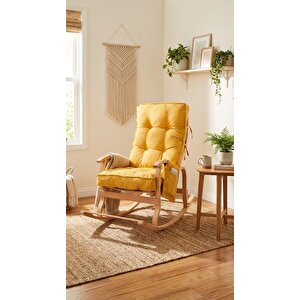 Reyo Santorini Kapitoneli Tv Koltuğu Baba Koltuğu Sallanan Sandalye Emzirme Koltuğu Dinlenme Koltuğu Hardal