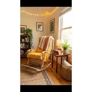 Reyo Santorini Kapitoneli Tv Koltuğu Baba Koltuğu Sallanan Sandalye Emzirme Koltuğu Dinlenme Koltuğu Hardal