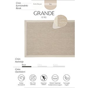 Grande 02 Bej Halı Antre Hol Halı Çerçeve Desenli Halı Kilim Kaymaz Tabanlı Mutfak Kilimi 100x200 cm