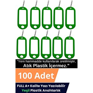 Plastik Anahtarlık Etiket Kimlik Isimlik Yazı Yazmalık Emlakçı Anahtarlığı Yeşil Renkli 100 Adet
