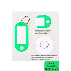 Plastik Anahtarlık Etiket Kimlik Isimlik Yazı Yazmalık Emlakçı Anahtarlığı Yeşil Renkli 100 Adet