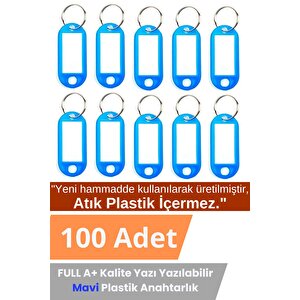 Plastik Anahtarlık Etiket Kimlik Isimlik Yazı Yazmalık Emlakçı Anahtarlığı Mavi Renkli 100 Adet