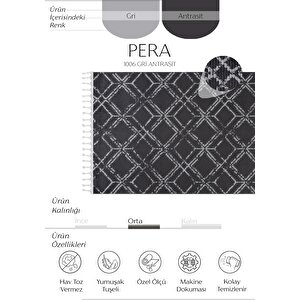 Pera 1006 Gri Antrasit Hav Vermez Yumuşak Mutfak Antre Çocuk Odası Dokuma Makine Halısı 120x400 cm