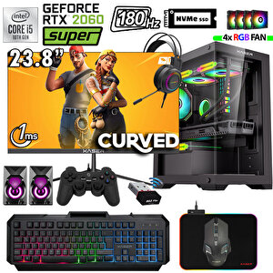 Xsr1082 I5 10400f 32gb Ram 512gb M.2 Nvme Ssd 8gb Rtx2060 Super 23.8" 180hz Oyuncu Bilgisayarı