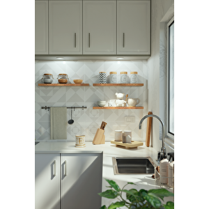 60 Cm 3lü Safir Meşe Mdf Uçan Duvar Rafı Gizli Bağlantı Kitaplık