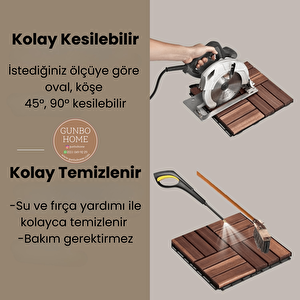 Runnen Yer Karosu 9 Adet 1 Koli Bahçe Banyo Deck Ahşap Karo Masif Yer Döşemesi Balkon Deck