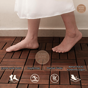 Runnen Yer Karosu 9 Adet 1 Koli Bahçe Banyo Deck Ahşap Karo Masif Yer Döşemesi Balkon Deck