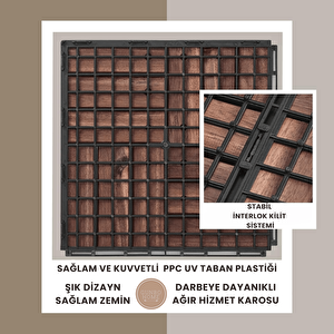 Runnen Yer Karosu 9 Adet 1 Koli Bahçe Banyo Deck Ahşap Karo Masif Yer Döşemesi Balkon Deck