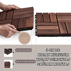 Runnen Yer Karosu 9 Adet 1 Koli Bahçe Banyo Deck Ahşap Karo Masif Yer Döşemesi Balkon Deck