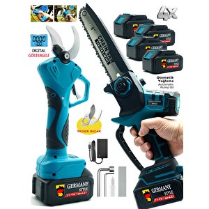 Easycut  4 Akülü Dijital Ekran 40mm Budama Makinesi Dal Budama Testeresi İkili Set