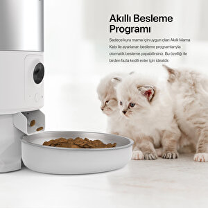 Akıllı Çelik Kedi Mama Kabı, 5 L Geniş Hazne, Wi-fi Mobil Uygulama Ile Uzaktan Kontrol, 1080 P Kamera, Sesli İletişim Kurulabilen Premium Otomatik Mama Kabı X8605