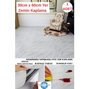 30cm X 60cm 1 Adet Yapışkanlı Floor Pvc Panel Yer Zemin Kaplama Paneli Arkası Kauçuklu Banyo Mutfak
