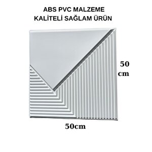 50cmx50cm 1adet Beyaz 3d Abs Çizgili Desenli Pvc Dayanıklı Duvar Paneli Silinebilir Lambiri Model
