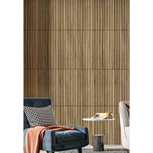 50cmx50cm 1adet 3d Abs Malzeme Pvc Dayanıklı Duvar Paneli Silinebilir Lambiri Model Kahverengi Panel