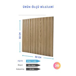 50cmx50cm 1adet 3d Abs Malzeme Pvc Dayanıklı Duvar Paneli Silinebilir Lambiri Model Kahverengi Panel