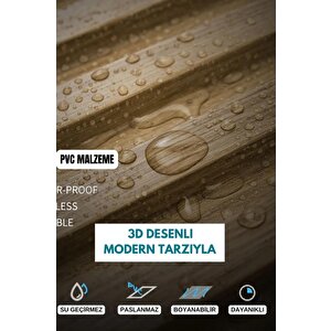 50cmx50cm 1adet 3d Abs Malzeme Pvc Dayanıklı Duvar Paneli Silinebilir Lambiri Model Kahverengi Panel
