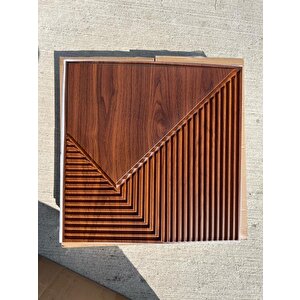 50x50cm 1adet Kahverengi 3d Abs Çizgili Desenli Pvc Dayanıklı Duvar Paneli Silinebilir Lambiri Model