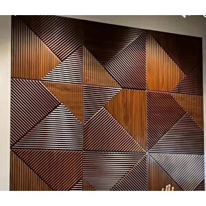 50x50cm 1adet Kahverengi 3d Abs Çizgili Desenli Pvc Dayanıklı Duvar Paneli Silinebilir Lambiri Model