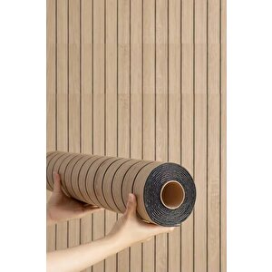 60cm X 280cm 1 Adet Kendinden Yapışkanlı Açık Kahverengi Lambiri Desenli Duvar Paneli Kağıdı Yg005