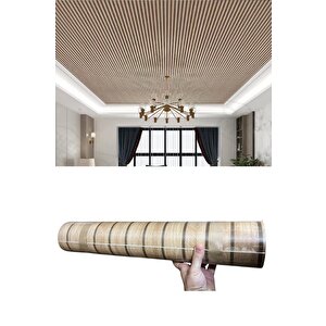 60cm X 280cm 1 Adet Kendinden Yapışkanlı Açık Kahverengi Lambiri Desenli Duvar Paneli Kağıdı Yg005