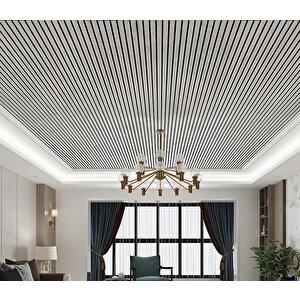 60cm X 280cm 1 Adet Kendinden Yapışkanlı Açık Gri Lambiri Desenli Duvar Paneli Kağıdı Yg006