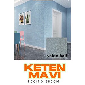 50x280cm 1adet Keten Mavi Arkası Folyolu Yapışkanlı Yalıtımlı Boyanabilir Duvar Paneli Kağıdı Rda22