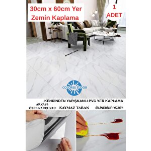 30cm X 60cm 1 Adet Yapışkanlı Colored-605 Floor Pvc Panel Yer Zemin Kaplama Paneli Arkası Kauçuklu