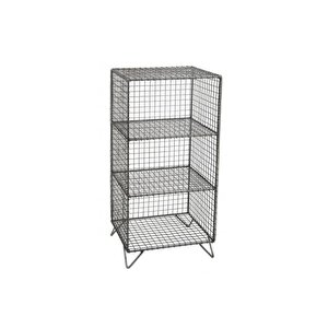 Metal Telli 3 Gözlü Kafes Grid Raf - Siyah