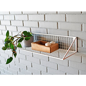 Orta Boy 80x25x15 Tel Duvar Rafı (beyaz Renk)