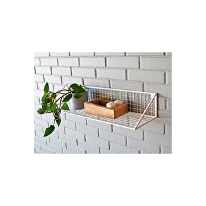 Orta Boy 80x25x15 Tel Duvar Rafı (beyaz Renk)