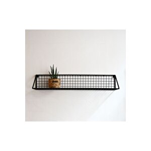 Büyük Boy 100x25x15 Tel Duvar Rafı- Siyah
