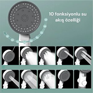Lüks Model 10 Adet Yedek Filtreli 10 Fonksiyon Akış Modu Olan Su Tasarruflu Ve Kireç Önleyici Duş Başlığı