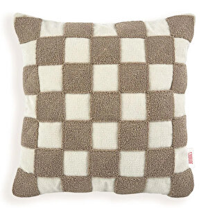 Camel Checkered Punch Kırlent