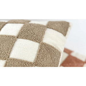Camel Checkered Punch Kırlent