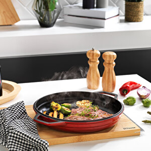 Guss Chef Döküm Yuvarlak Grill Tava Çift Kulplu 28cm-1 Parça