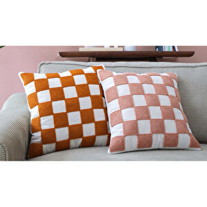 Copper Checkered Punch Kırlent