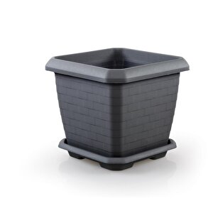 So-hk04 Hisar Kare Tabaklı Saksı 44 Lt No 4 Antrasit