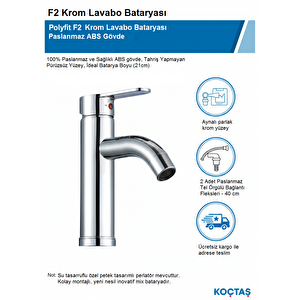 Krom Mix Lavabo Bataryası F2 Model 21 Cm