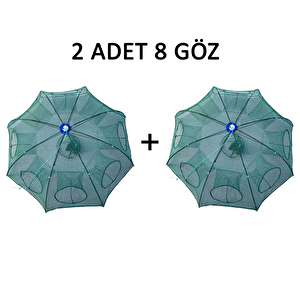 Şemsiye Balık Tuzağı 2 Adet 8 Göz Yengeç Kuş Balık Yakalama Tuzağı