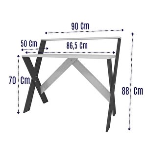 Enda Home X Ayaklı Raflı Ders Çalışma Masası 50x90 Cm Antrasit - Beyaz