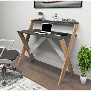 Enda Home X Ayaklı Raflı Ders Çalışma Masası 50x90 Cm Çam - Antrasit