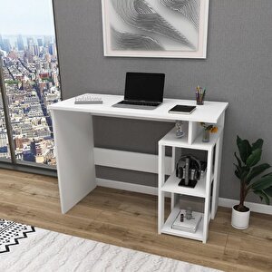 Reyo Enda Home Star-e 2 Raflı Kütüphaneli Çalışma Masası 100x56 Cm Beyaz