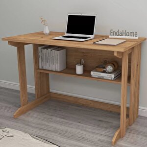 Enda Home Pillar Kütüphaneli Geniş Çalışma Masası 100x56 Cm Atlantik Çam