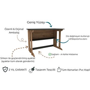 Reyo Enda Home Pillar Kütüphaneli Geniş Çalışma Masası 100x56 Cm Çam - Antrasit