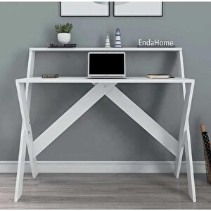 Enda Home X Ayaklı Raflı Ders Çalışma Masası 50x90 Cm Beyaz