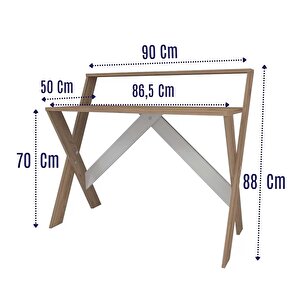 Enda Home X Ayaklı Raflı Ders Çalışma Masası 50x90 Cm Antrasit - Çam