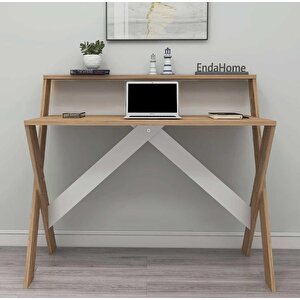 Enda Home X Ayaklı Raflı Ders Çalışma Masası 50x90 Cm Atlantik Çam
